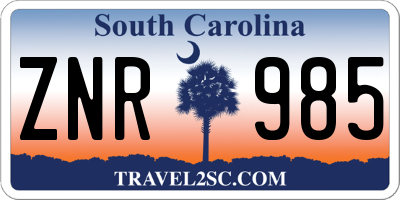 SC license plate ZNR985