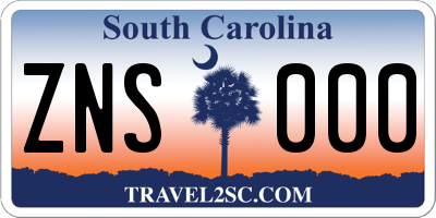 SC license plate ZNS000