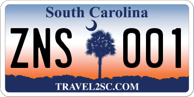 SC license plate ZNS001