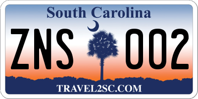 SC license plate ZNS002