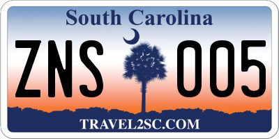SC license plate ZNS005