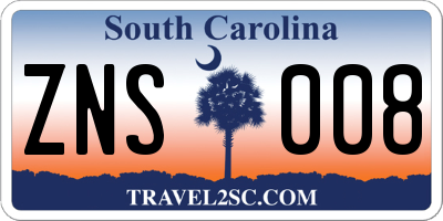 SC license plate ZNS008