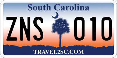 SC license plate ZNS010