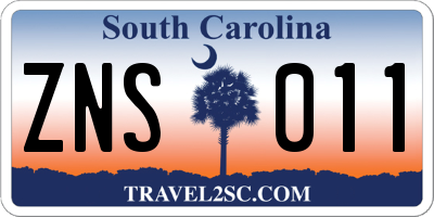 SC license plate ZNS011