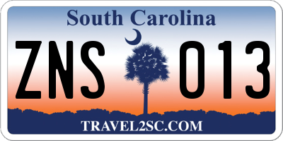 SC license plate ZNS013