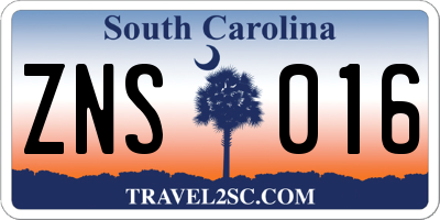 SC license plate ZNS016