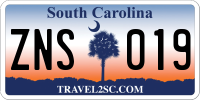 SC license plate ZNS019