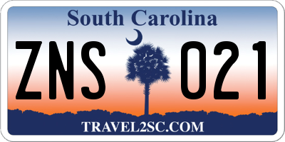 SC license plate ZNS021