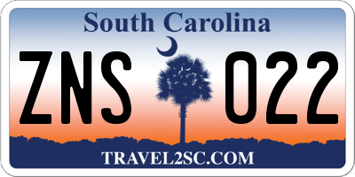 SC license plate ZNS022