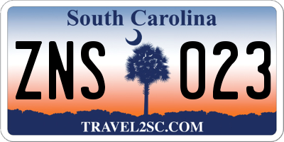 SC license plate ZNS023