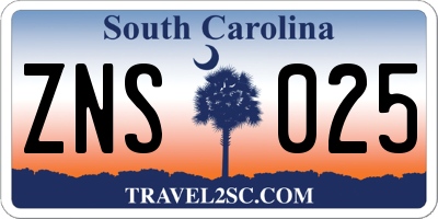 SC license plate ZNS025