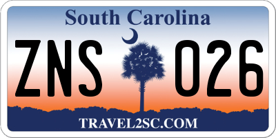 SC license plate ZNS026