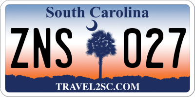 SC license plate ZNS027