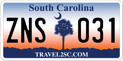 SC license plate ZNS031