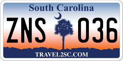 SC license plate ZNS036