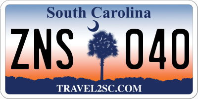 SC license plate ZNS040