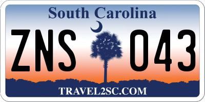 SC license plate ZNS043