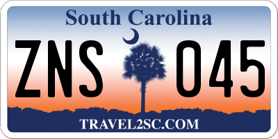 SC license plate ZNS045
