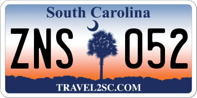 SC license plate ZNS052