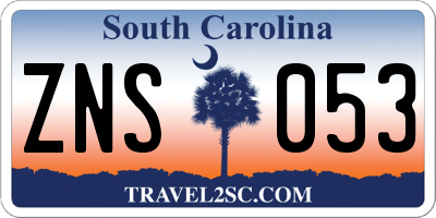 SC license plate ZNS053