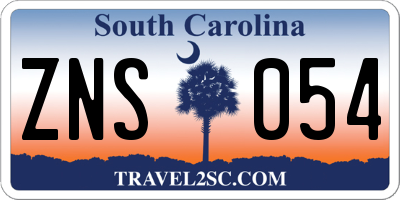 SC license plate ZNS054