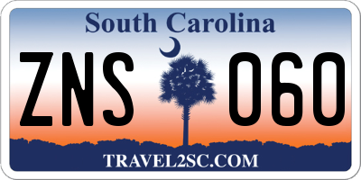 SC license plate ZNS060