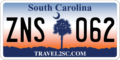 SC license plate ZNS062