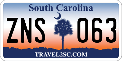 SC license plate ZNS063