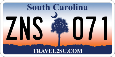SC license plate ZNS071