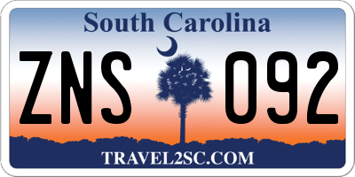 SC license plate ZNS092