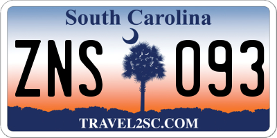 SC license plate ZNS093