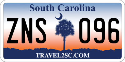 SC license plate ZNS096
