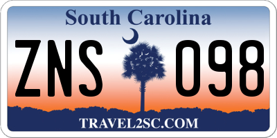 SC license plate ZNS098