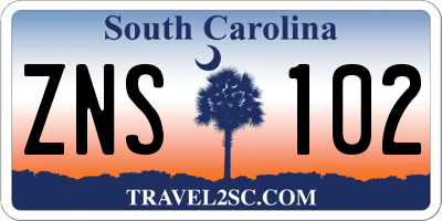 SC license plate ZNS102
