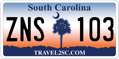 SC license plate ZNS103