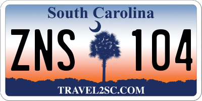 SC license plate ZNS104