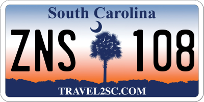 SC license plate ZNS108