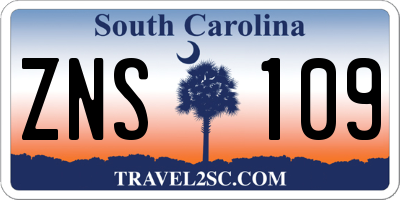 SC license plate ZNS109