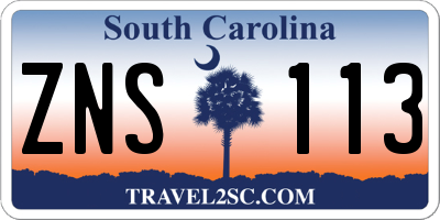SC license plate ZNS113