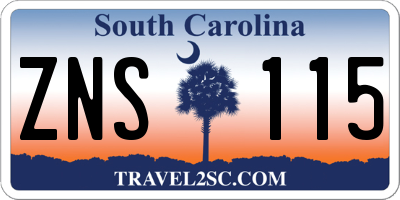 SC license plate ZNS115