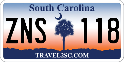 SC license plate ZNS118