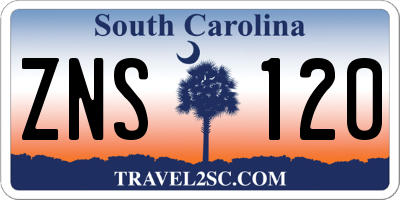 SC license plate ZNS120