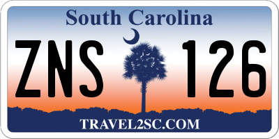 SC license plate ZNS126