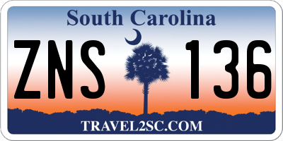SC license plate ZNS136