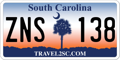 SC license plate ZNS138