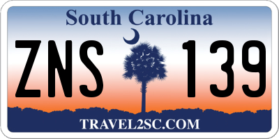 SC license plate ZNS139