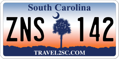 SC license plate ZNS142