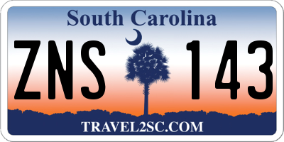 SC license plate ZNS143