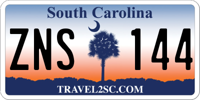 SC license plate ZNS144