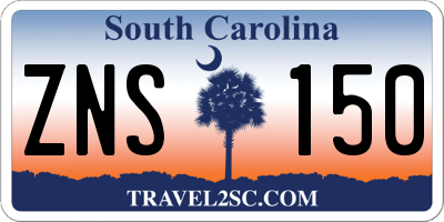 SC license plate ZNS150